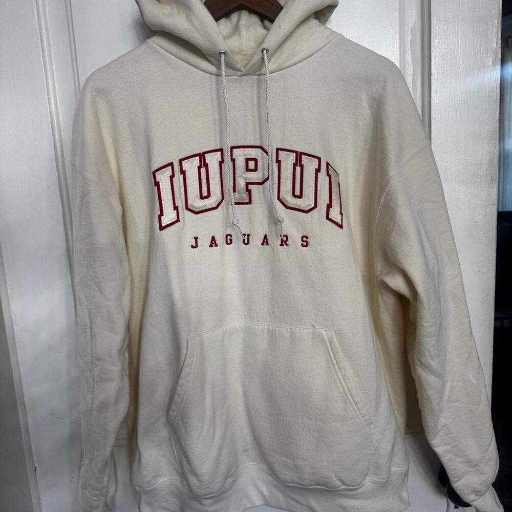 Champion Men's Cream and White Hoodie